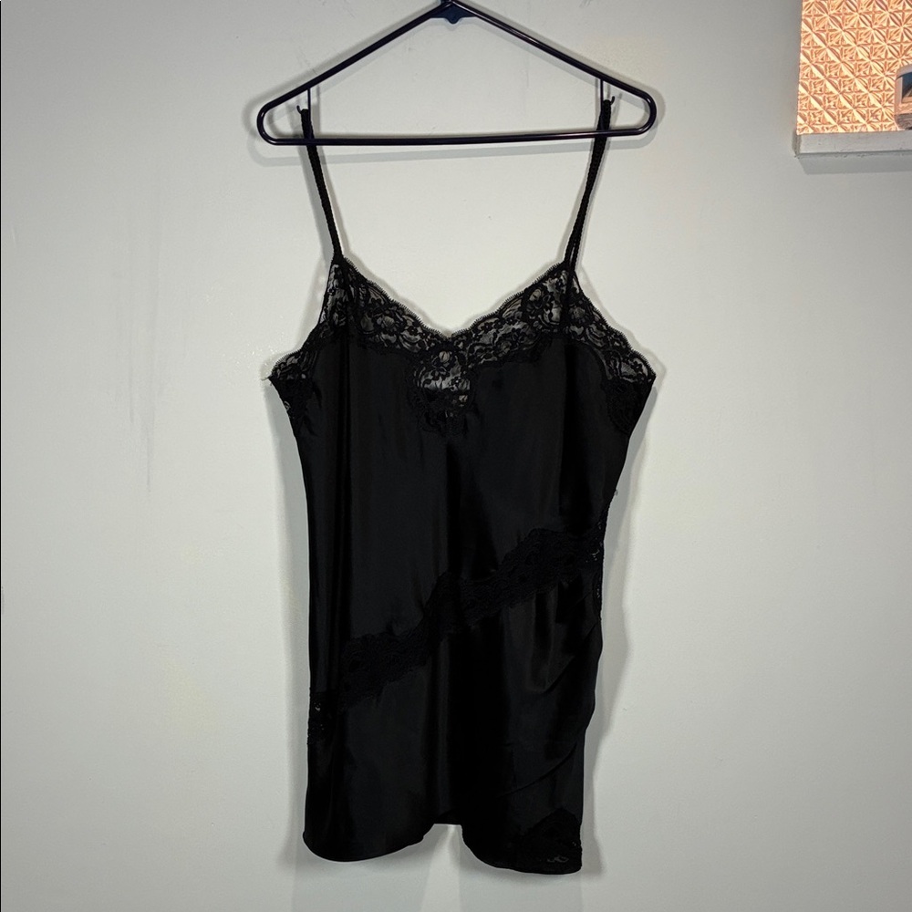 Vintage VS Gold Label Black Lace Slip Dress Lingerie Large